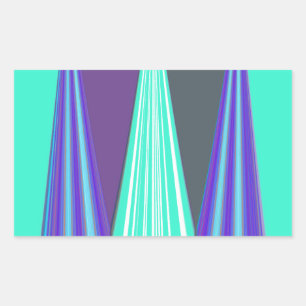 Edgy Blauw Paarse Cyaan Chevron Art Print Rechthoekige Sticker