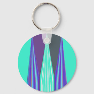 Edgy Blauw Paarse Cyaan Chevron Art Print Sleutelhanger