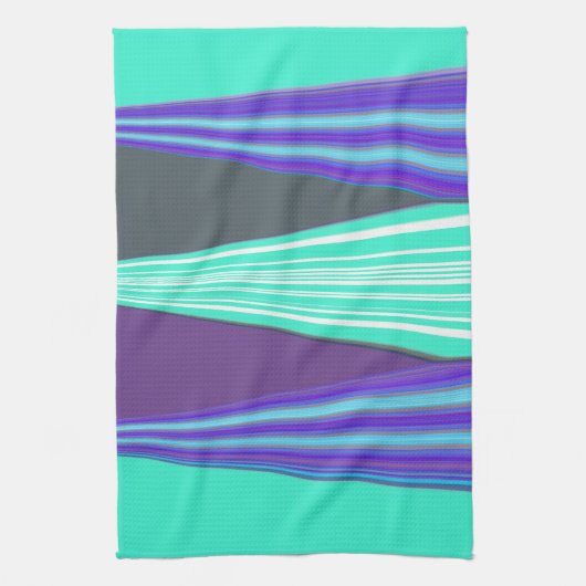 Edgy Blauw Paarse Cyaan Chevron Art Print Theedoek (Verticaal)