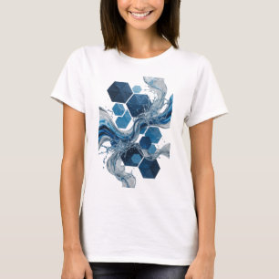 Edgy Blue WATER EN HEXAGONEN Grafisch T-shirt