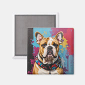 Edgy Bulldog Grunge Achtergrond Magneet (Voorkant / Achterkant)