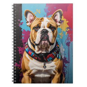 Edgy Bulldog Grunge Achtergrond Notitieboek