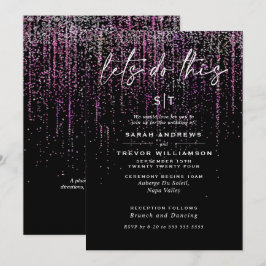 Edgy Chic Magenta Glitter Garland Uitnodiging