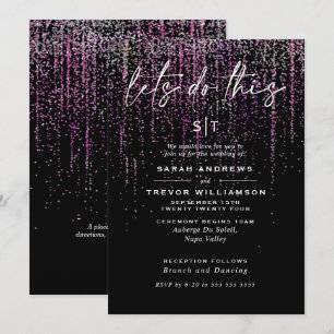 Edgy Chic Magenta Glitter Sluiers Uitnodiging