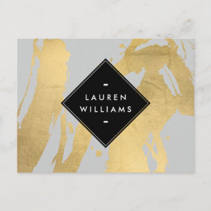 Edgy Faux Gold Brushstrokes op grijs Briefkaart