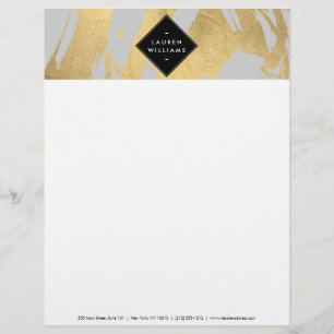 Edgy Faux Gold Brushstrokes op grijs Gepersonaliseerd Briefhoofd