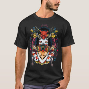 Edgy Gas Mask Apocalypse Unique Geisha Japans De T-shirt