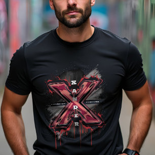  Edgy Graffiti Monogram Letter "X" T-shirt