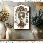 Edgy Grungy Gritty Steampunk Vrouw N2 Decoupage Tissuepapier
