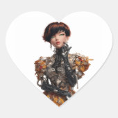 Edgy Heart Sticker with Cyberpunk Diva (Devant)