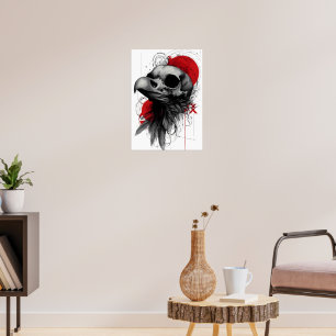 Edgy Kraai Schedel Gothische Grunge Straatkunst Po Poster