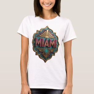 Edgy Pink MIAMI 3D Tekst Kunst T-shirt
