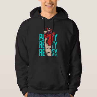 Edgy Realistische Hart Hand Knijp Streetwear Grafi Hoodie