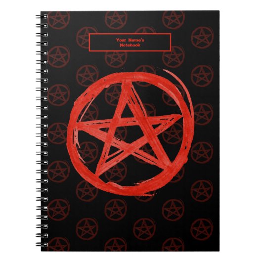 Edgy Red Scratchy Pentagram Notitieboek (Voorkant)