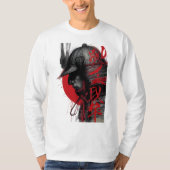 Edgy Samurai Warrior Japanese Red Sun Long Sleeve T-shirt (Voorkant)