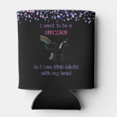 Edgy Unicorn met regenboog en Confetti Funny Blikjeskoeler (Achterkant)
