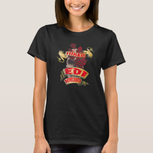 EDI Developer Inked Skull & Red Roses Tattoo T-shirt
