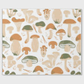 Edible Mushrooms seamless pattern. Linocut old sty Cadeaupapier (Vlak)