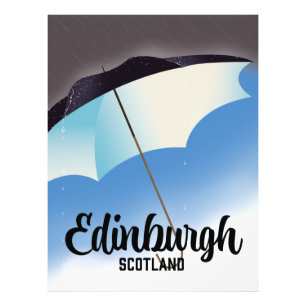 Edimbourg Ecosse poster de voyage parapluie