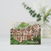 Edinburgh briefkaart (huizen naast het kasteel) (Staand voorkant)