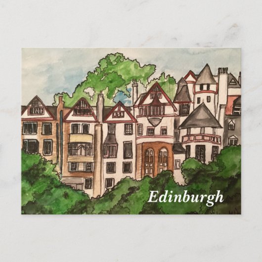 Edinburgh briefkaart (huizen naast het kasteel) (Voorkant)