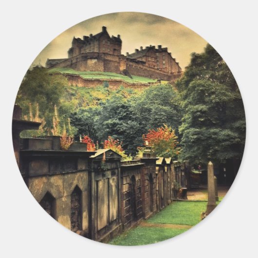 Edinburgh Castle - Antiek stijl Ronde Sticker (Voorkant)