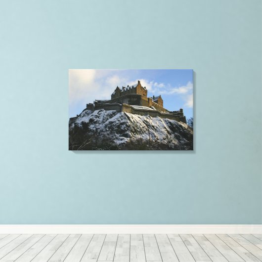 Edinburgh Castle bedekt met sneeuw Canvas Afdruk (Insitu (Houten vloer))
