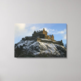 Edinburgh Castle bedekt met sneeuw Canvas Afdruk