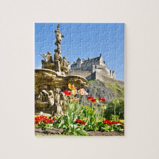 Edinburgh Castle en Ross Fountain Legpuzzel (Verticaal)