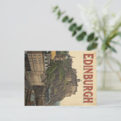 Edinburgh Castle in  tinten Briefkaart (Staand voorkant)