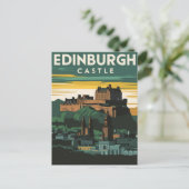 Edinburgh Castle Rock Vintage Retro Briefkaart (Staand voorkant)
