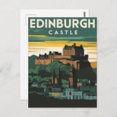 Edinburgh Castle Rock Vintage Retro Briefkaart (Voorkant / Achterkant)
