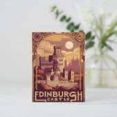 Edinburgh Castle Rock Vintage Retro Briefkaart (Staand voorkant)