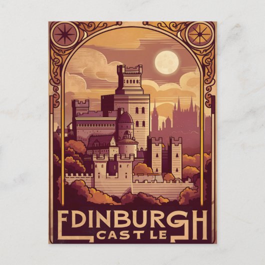 Edinburgh Castle Rock Vintage Retro Briefkaart (Voorkant)