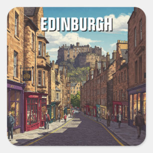 Edinburgh Castle Schotland Reizen Vierkante Sticker