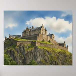 Edinburgh Castle Scotland Waterverf Art Print