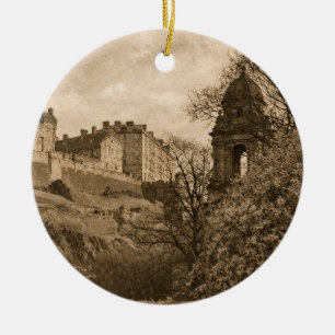 Edinburgh Castle Sepia Foto Keramisch Ornament