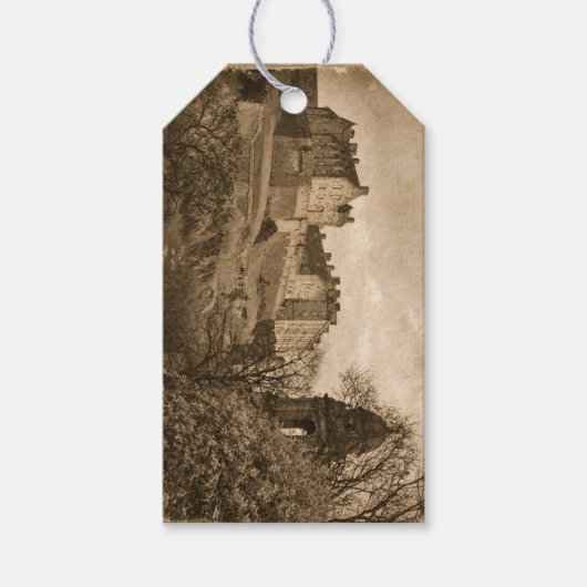Edinburgh Castle Sepia Photograph Cadeaulabel (Voorkant)