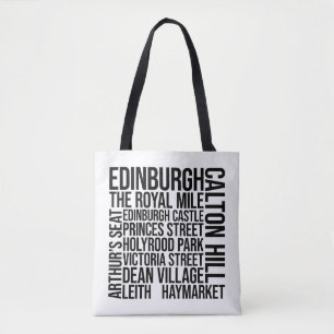 Edinburgh Landmarks Typography - Schotland Woordku Draagtas
