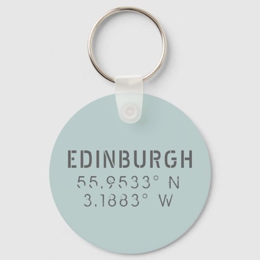 Edinburgh Latitude & Lengtegraad Sleutelhanger (Voorkant)