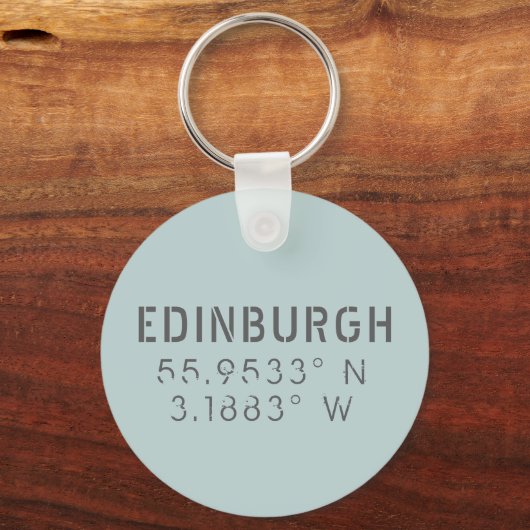 Edinburgh Latitude & Lengtegraad Sleutelhanger (Voorkant)
