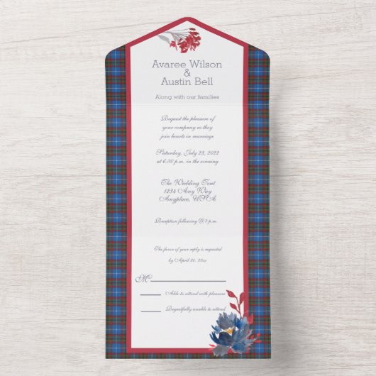 Edinburgh Original Scottish Tartan All In One Uitnodiging (Binnen)