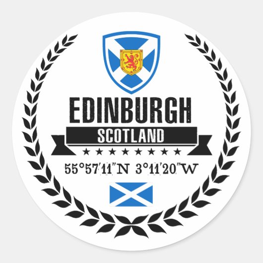 Edinburgh Ronde Sticker (Voorkant)