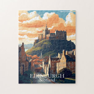 Edinburgh, Schotland Kasteel Reis in Retro Stijl Legpuzzel