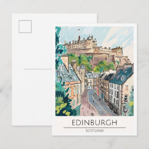 Edinburgh Schotland Kunst Illustratie Reizen Briefkaart