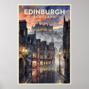 Edinburgh Schotland Reis in Vintage Stijl Poster