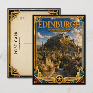 Edinburgh Schotland Vintage Kasteel op Heuvel Art Briefkaart