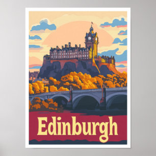 Edinburgh Scotland Art Vintage Travel Illustratie Poster