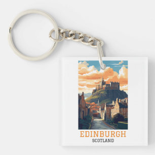 Edinburgh Scotland Castle Retro Vintage Travel Sleutelhanger