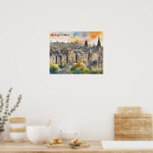 Edinburgh Scotland Castle Waterverf reizen Poster (Keuken)
